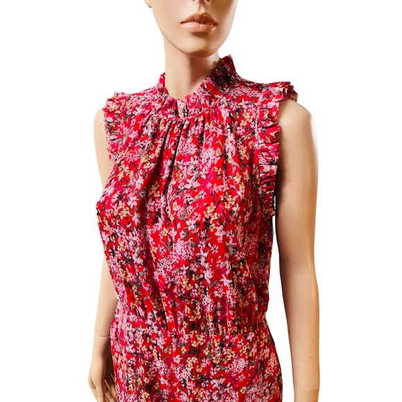 New Anthropologie Ali & Jay Red Floral Jumpsuit Size L Side Pockets Zip Closure - Picture 2 of 11
